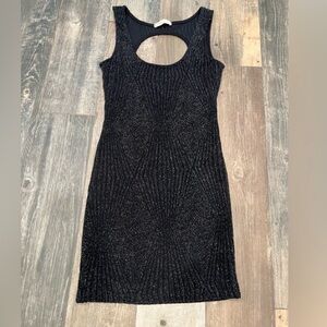 ARDEN B Black Sparkle Metallic BodyCon Dress Cut Out Back Medium